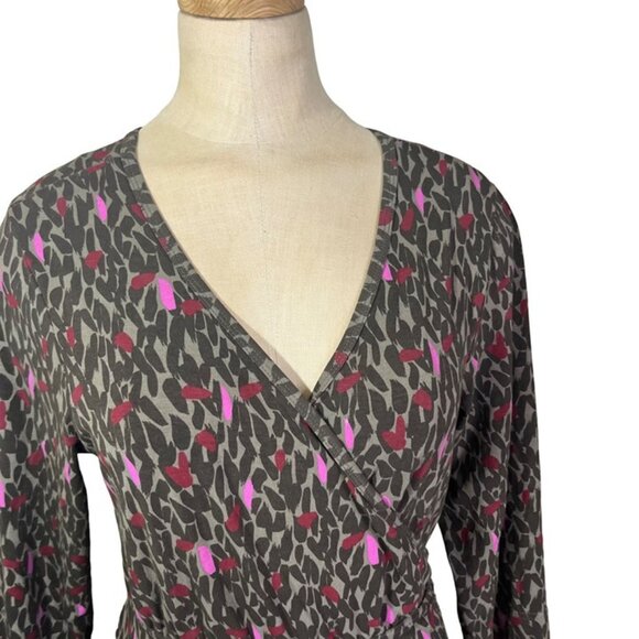 Carve Designs women's dress M gray purple animal print wrap dress cotton blend - Picture 2 of 7